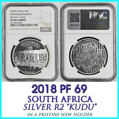 2018 Silver South Africa R2 NGC PF 69  1 Oz WATERBERG BIOSPHERE KUDU 2 RAND • $170