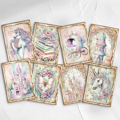 Princess Mini Cards Fairytale Ephemera Cards Cardmaking Supplies Unicorns • £2.80