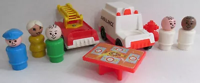 Vintage Lot Of Fisher Price Little People Furniture Cars People 9 Pieces • $19.90