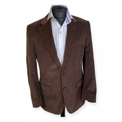 Jaeger Mens Corduroy Jacket Brown Blazer With Elbow Patches 100% Cotton Size 40R • £22.98