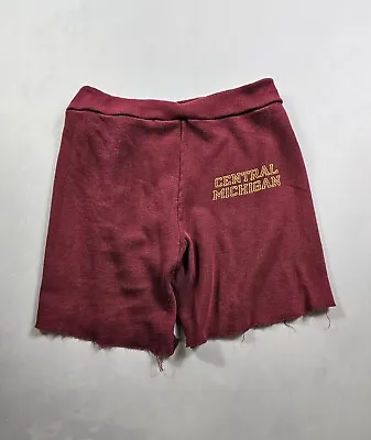 $14.79 • Buy Vintage 1980s Champion Central Michigan Maroon Sweat Shorts M
