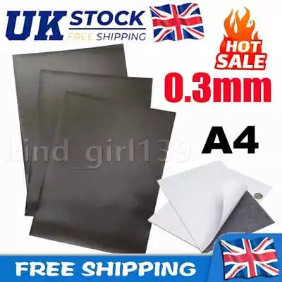 1-10PCS A4 Magnetic Magnet Sheets Self Adhesive Backed Thickness Crafts Material • £5.41