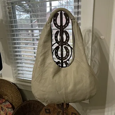 Anthropologie Vintage Large Hobo Beige Leather Bag • $60