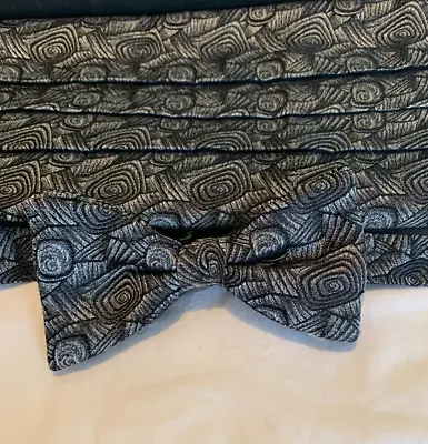 Cummerbund & Bow Tie Set Vintage Black & Gray Adjustable • $28
