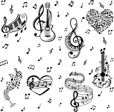 8 Sheets Musical Note Wall Stickers PVC Waterproof Self Adhesive Decals Piano Gu • £14.83