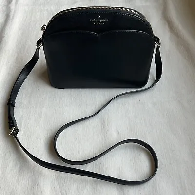 Kate Spade Handbag Black Leather Dome Crossbody Shoulder Bag • $50