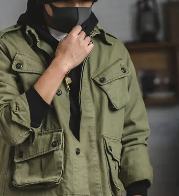 Jungle Jacket Military Paratrooper Cargo Coat Men's Multi Pocket Casual Tops • $32.17
