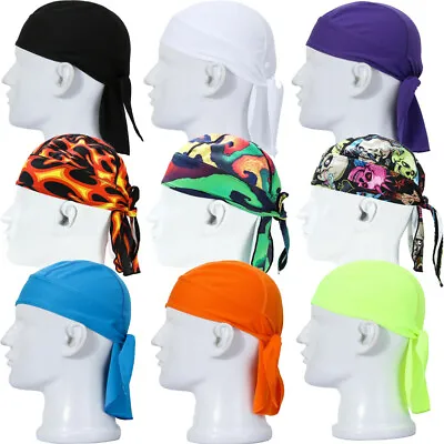 Sweat Wicking Dew Rags Skull Cap Beanie Quick Dry Adjustable Bandana Head Wrap • $4.89