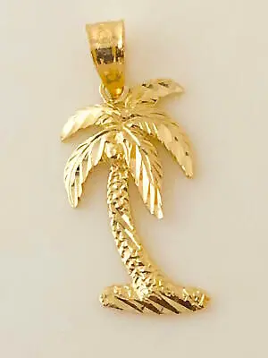 $63 • Buy 14K Solid Yellow Gold Palm Tree Pendant. W: 3/8”(9 Mm) L: 13/16”(21mm) C533-1