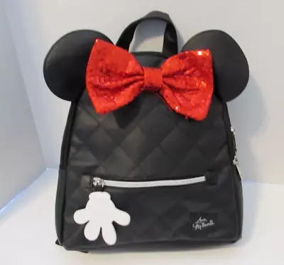 Disney Minnie Mouse Quilted Mini Backpack Black Red Bow New W/Tags FREE SHIPPING • $36
