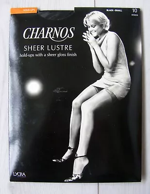 Charnos 'Sheer' Lustre' 10D Glossy/Shiny/Lustrous Hold Ups Stockings Black S • £4.99