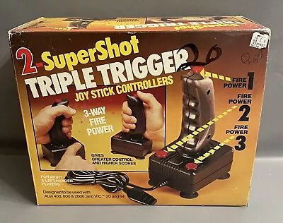 Vintage Commodore/Atari 2-Supershot Triple ￼ Trigger Joysticks Controllers 1984 • $35.99