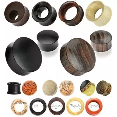  Wooden Ear Plug - Organic Wood Flesh Tunnel Stretcher Double Flared 3mm - 30mm • £5.99