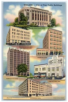C1940's Midland City Of The Public Buildings Midland Texas TX Multiview Postcard • $19.95