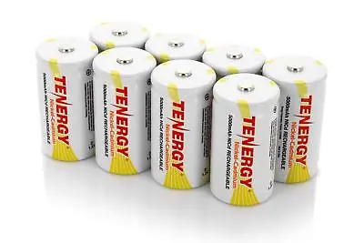 Tenergy 8PCS D Size 5000mAh High Capacity NiCd Rechargeable Batteries Button Top • $38.99