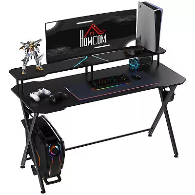 HOMCOM Gaming Computer Desk Writing Table W/ Headphone Hook Curved Front • £69.99