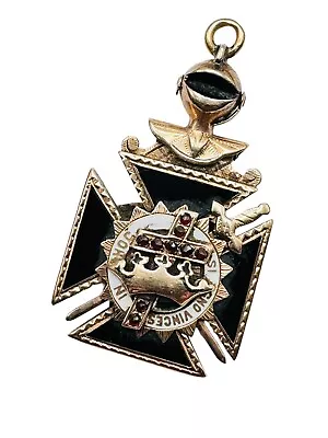 Vintage Solid 14k Gold Masonic Knights Templar Watch Fob Medal Pendant Charm 10g • $399