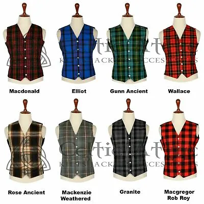 Scottish Tartan Vest 5 Buttons Handmade Vest Formal Kilt WAISTCOAT Vest • $40