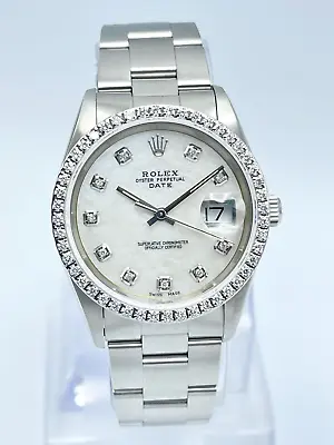 Rolex Oyster Date 34mm 15200 Pearl MOP Diamond Dial & Diamond Bezel Datejust • £4995