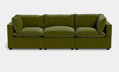 Albany Park Kova Modern Velvet Olive Green Couch 122 Inches • $500