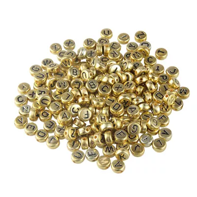500PCS Vintage Gold Letter Beads For Jewelry Making • £9.78