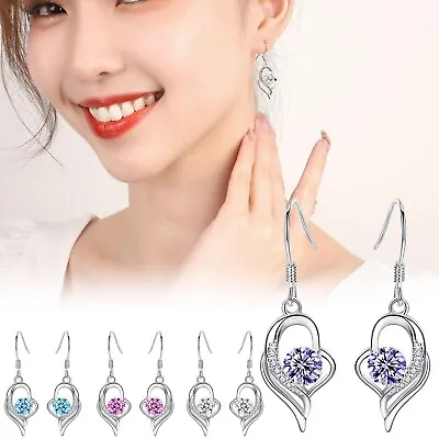 Small Dangle Earrings For Women Women's Crystal Pendant Earrings Eternal Heart • £1.19