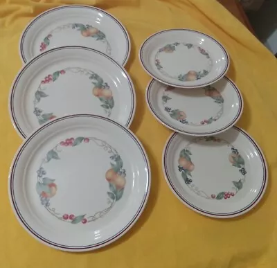 Corelle Abundance Dinnerware~ Plates~ 3 Dinner 3 Salad~ Fruits Vintage ~SET OF 6 • $36.49