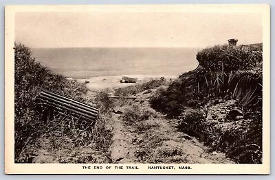Postcard MA Nantucket The End Of The Trail Ocean Beach Marshall Gardiner H37 • $13.99