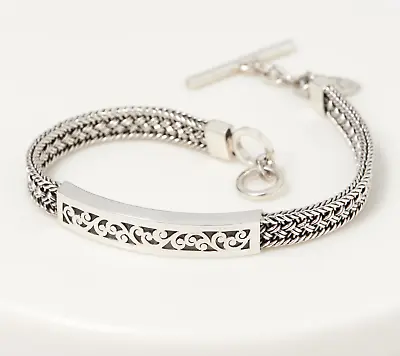 $138.74 • Buy Lois Hill Sterling Silver  6 3/4  Textile Weave ID Bracelet, 17.7g