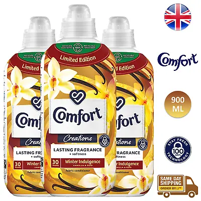 Comfort Fabric Conditioner Long Last Fragrance 30 Washes Vanilla & Oud 900ml X3 • £13.43
