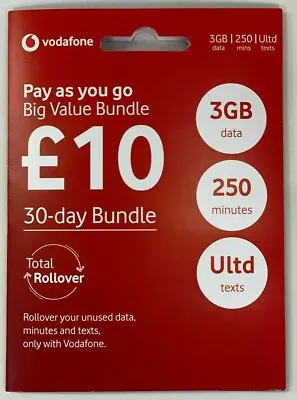 £0.99 • Buy Vodafone Sim Card Pay As You Go For IPhone 5, 5c 5s, 6, 6s 7,8,10 X 12 Pro 3GB