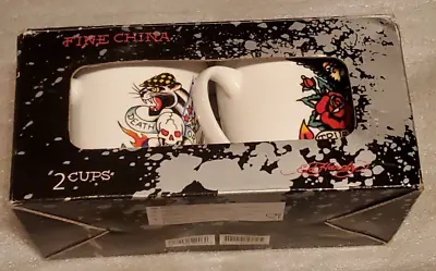 Pair Of ED HARDY China Mugs In Original Box   LOVE KILLS SLOWLY  • $47.99