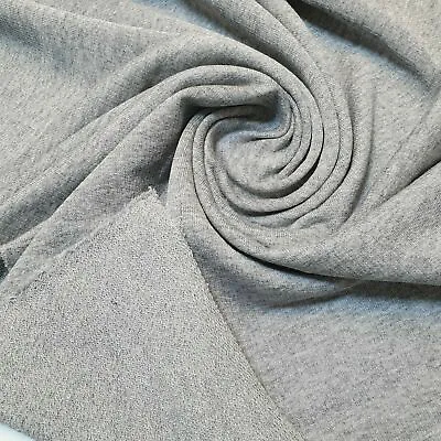 £5.50 • Buy Grey 100% Knitted Loop Back Poly Cotton Fabric Jersey Sweatshirt Material 58 