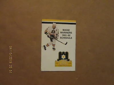 AHL Maine Mariners Vintage Defunct 1991-92 Team Logo Hockey Pocket Schedule • $15