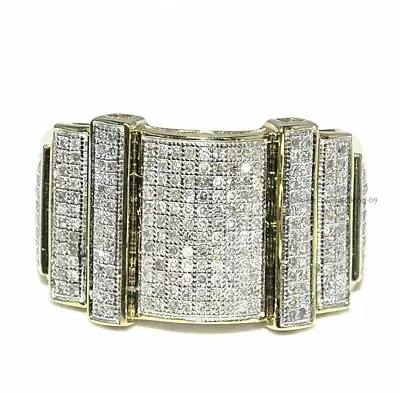 1.50Ct Round Cut Simulated Diamond Men Wedding Pinky Ring 925 Silver Gold Plated • $160.20