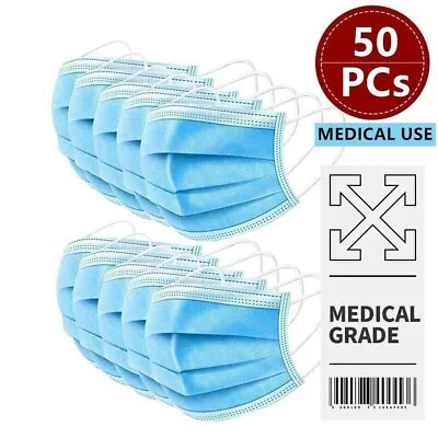50 PCs Face Mask Medical Surgical Dental Disposable 3-Ply Earloop Mouth Cover • $6.77