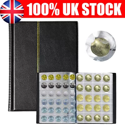 COIN ALBUM For 250 Coins Perfect For 50p £1 £2 COINS FOLDER BOOK COLLECTOR Black • £11.89