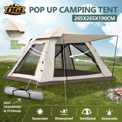 $109.95 • Buy 5 Person Camping Tent Pop Up Family Instant Party Beach Sun Shade Shelter