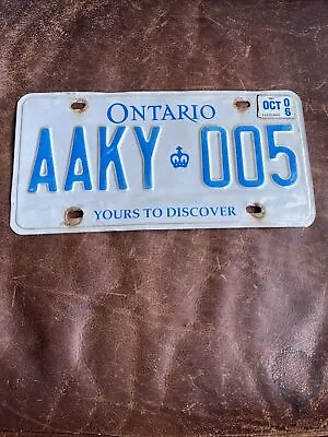 2006 Ontario License Plate Canada 🇨🇦  YOURS TO DISCOVER Tag # AAKY 005 • $14.95