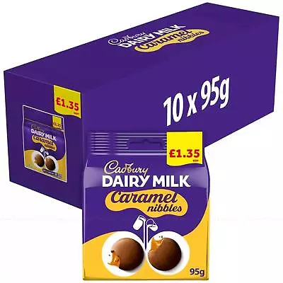 Cadbury Caramel Nibbles Dairy Milk Chocolate Smooth Soft Snack Bags Pack 10x95g • £17.49