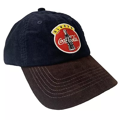 Always Coca-Cola Vintage Corduroy Black Crown Brown Visor Adjustable Hat OSFM • $24.96