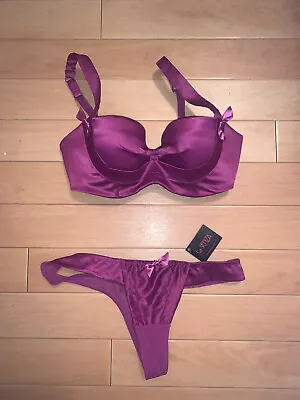 La Senza Thong 10UK & Balconette Bra 70DD Set Bikini Swimsuit Underwear Pink • £19.99