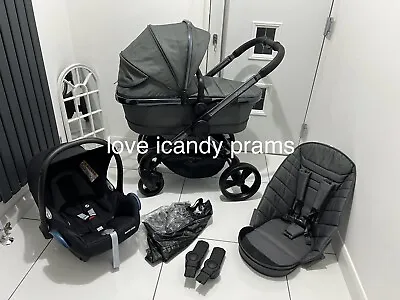 ICandy Peach 6  🖤Dark Grey Twill 🖤Travel System With New Car Seat 😍 • £495