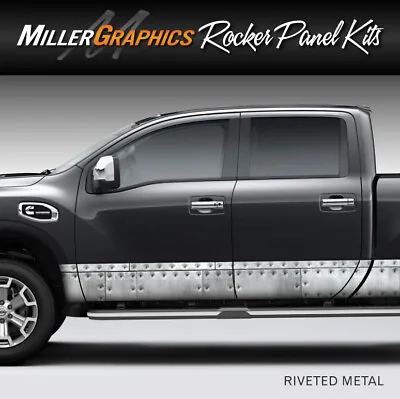 Riveted Metal Distressed Rocker Panel Graphic Decal Wrap Kit Truck SUV - 4 Sizes • $74.95