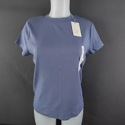 A New Day T Shirt Large Blue Ribbed Casual Basic Minimal Capsule Layer Everyday • $14.97