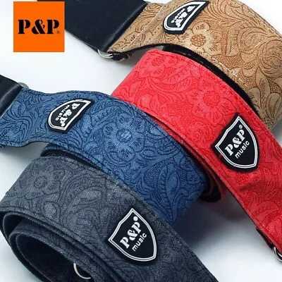 Guitar Strap Adjustable Denim Cotton Webbing Belt For Acoustic Electric Bass • £5.99