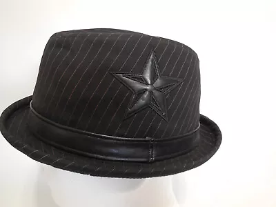 Vintage Fedora Bucket Hat Leather Hat Band & Star Sz Medium See Photos • $9.99