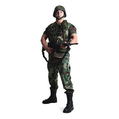 ARMY SOLDIER Camouflaged Camo Rifle Lifesize CARDBOARD CUTOUT Standee Standup • $49.95