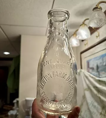 Qt Milk Bottle Newton Farm Dairy Ellicott City MD Maryland Emb 1937 Scarce Nice • $32.49