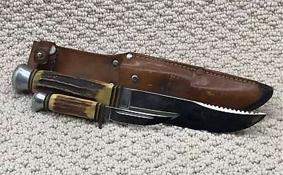 Vintage Henley & Co Germany Fixed Blade Hunting Knife Set Pair W/ Sheath • $61